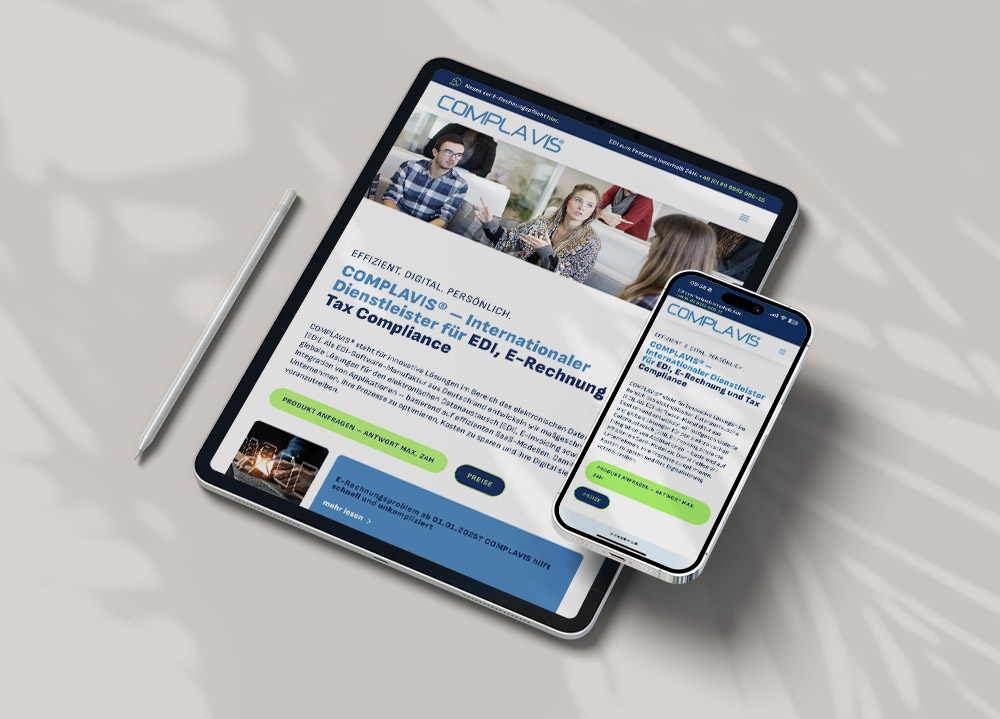 Website für COMPLAVIS® - Internationaler Dienstleister für EDI, E-Rechnung und Tax Compliance